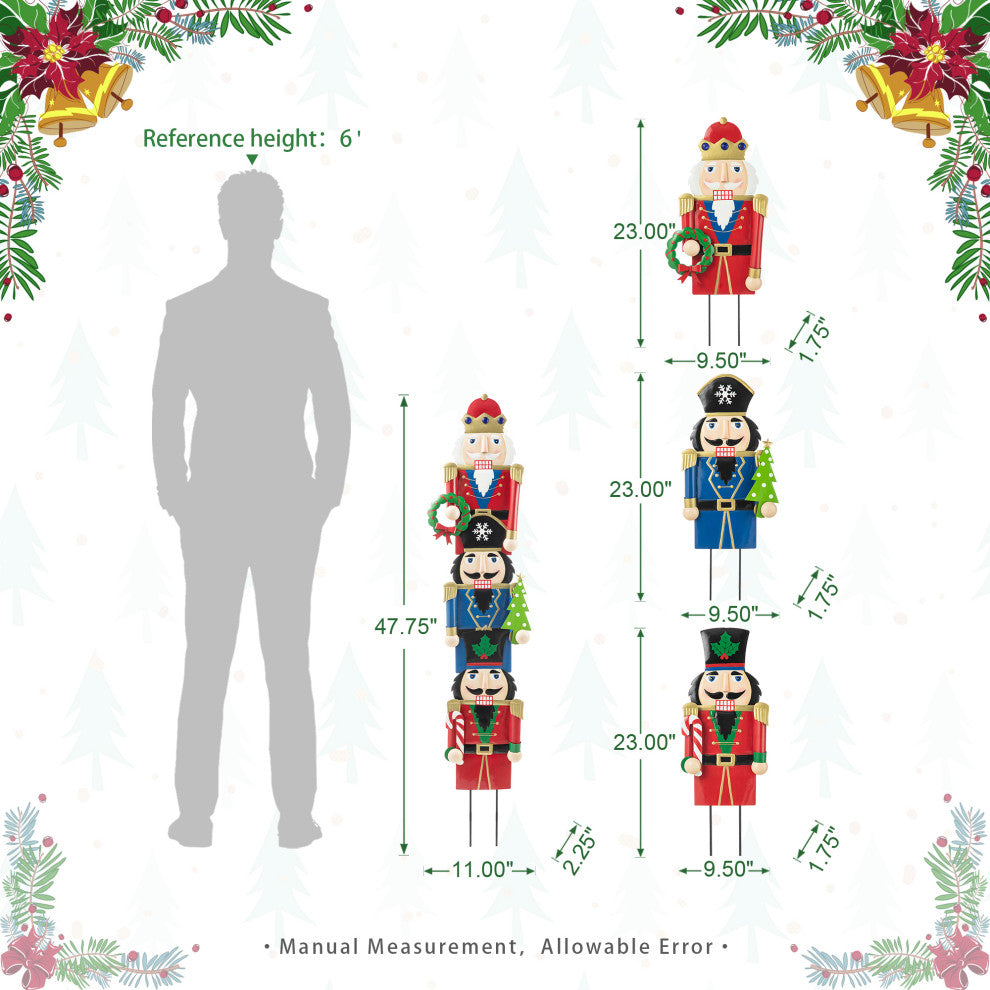 Metal Nutcracker Yard Stakes, 3-Piece Set