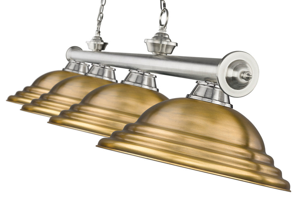 Zlite 2306-4BN-SRB 4-Light Billiard, Rubbed Brass