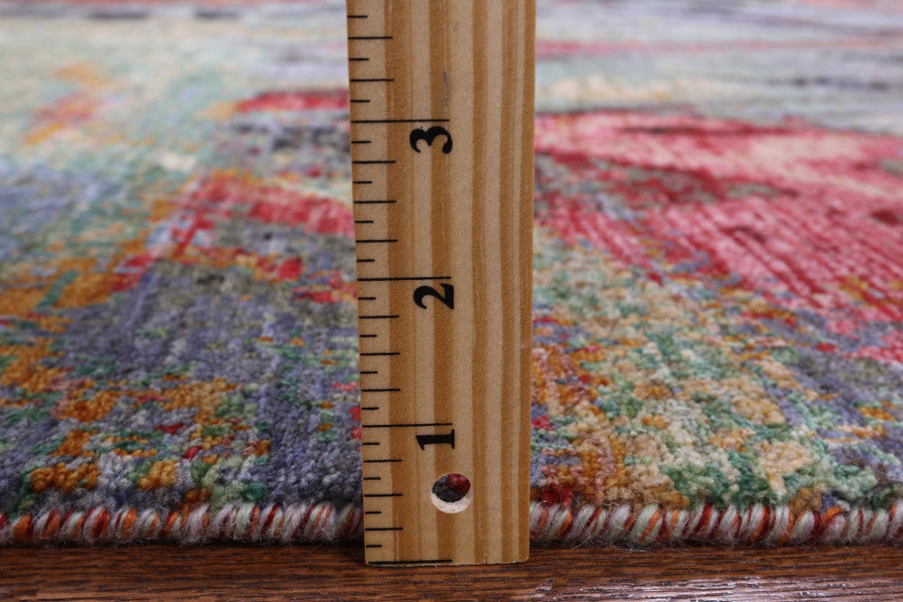 6' 2" X 9' 4" Garden Design Wool and Silk Rug Q8789