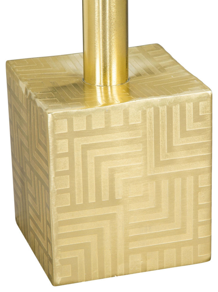 Sofa Side Table, Square, Artificial Marble, Iron Metal, White, Gold, Lounge