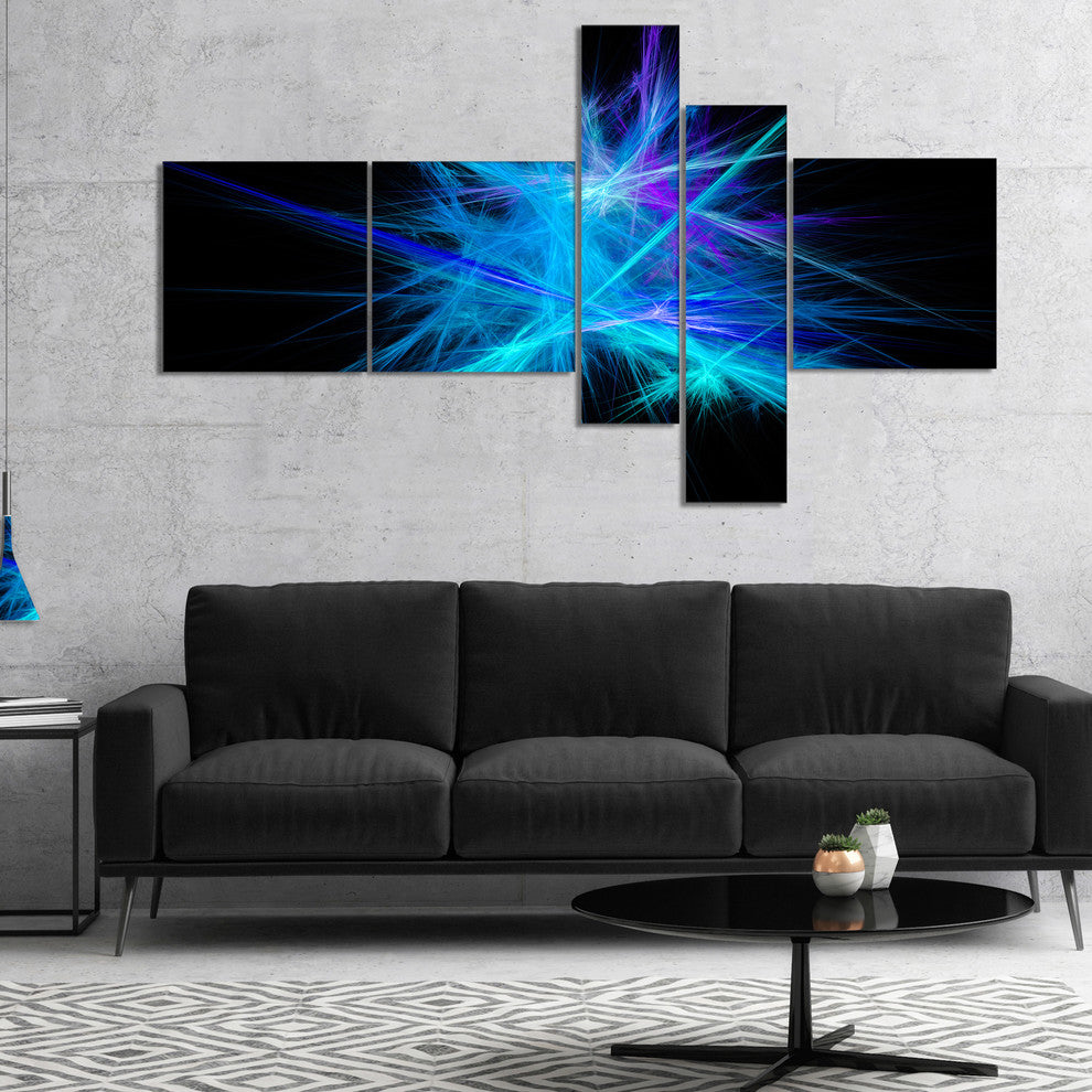 Clear Blue Spectrum of Light, Abstract Canvas Art Print, 60"x32", 5 panels