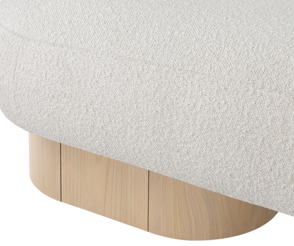 Robertson Boucle Fabric Upholstered Bench, Cream, Natural Oak Finish
