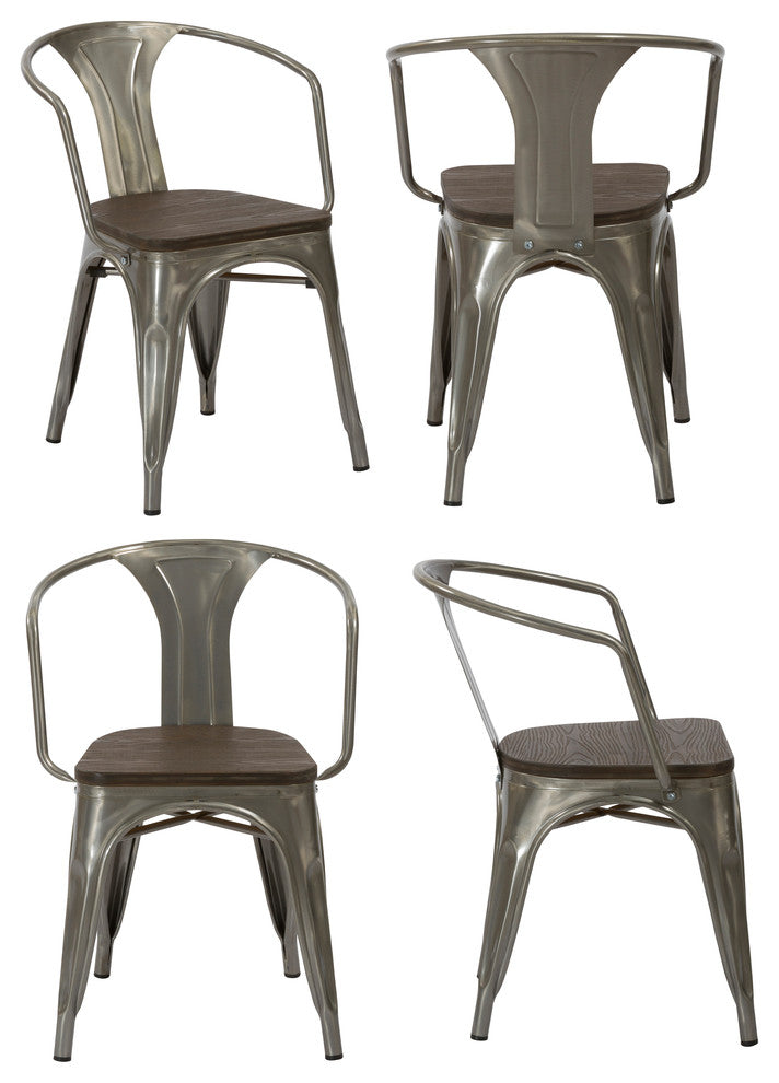 Tucker Metal and Wood Dining Armchairs, Set of 2