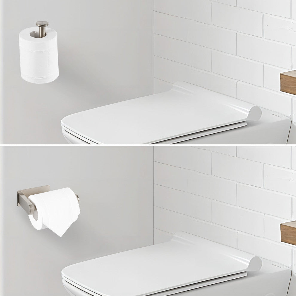 Wall Mounted Self-Adhesive Bathroom Toilet Paper Holder Roll Dispenser, Brushed Nickel