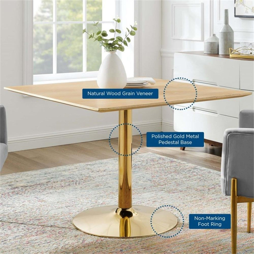 Verne 40" Square Dining Table Gold Natural -4756