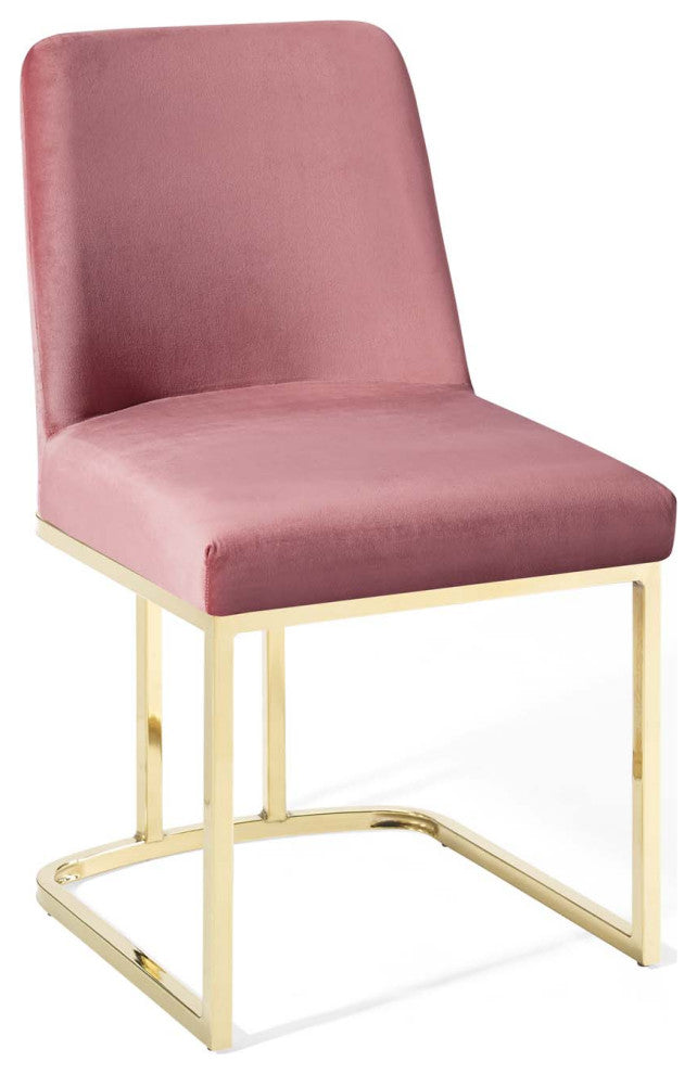 Amplify Sled Base Performance Velvet Dining Side Chair - Gold Dusty Rose