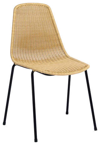 Basket Outdoor Dining Chair - Wheat Seat - Black Frame