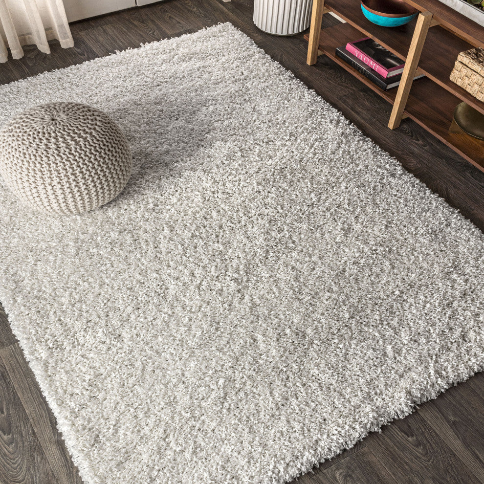 Mercer Shag Plush Area Rug, White, 5 X 8