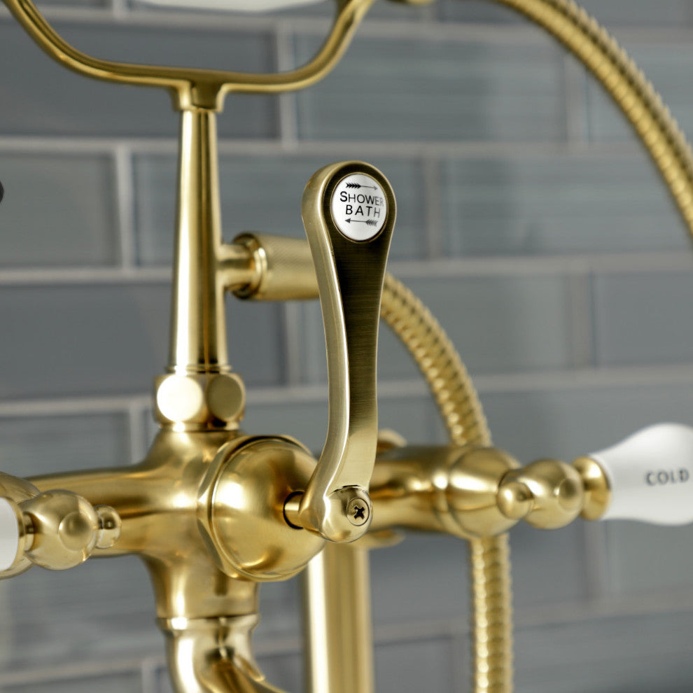 AE107T7 Deck Mount Clawfoot Tub Faucet, Brushed Brass