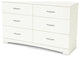 South Shore Maddox 6 Drawer Dresser in Pure White Finish