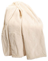 Flannel Fleece Embroidered Throw, Antique White