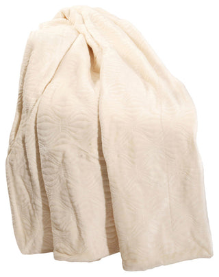 Flannel Fleece Embroidered Throw, Antique White