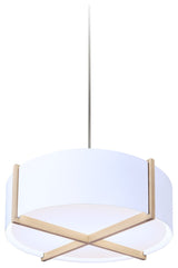 Plura 46" Pendant, White Washed Oak, Gloss White, GU, 24 Socket