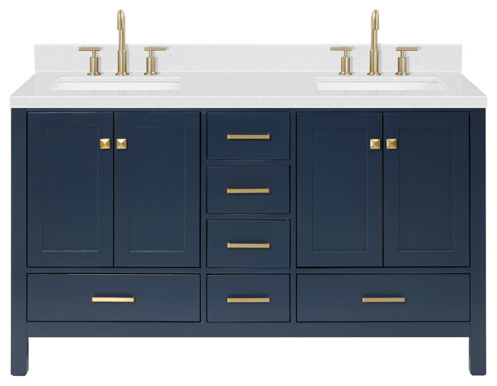 Ariel Cambridge 60" Double Rectangle Sinks Vanity, Carrara Quartz