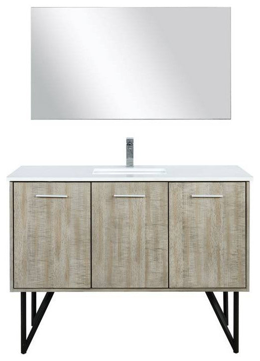 Lancy Modern 48" Rustic Acacia Square Sink Bathroom Vanity Set, Labaro Rose Gold