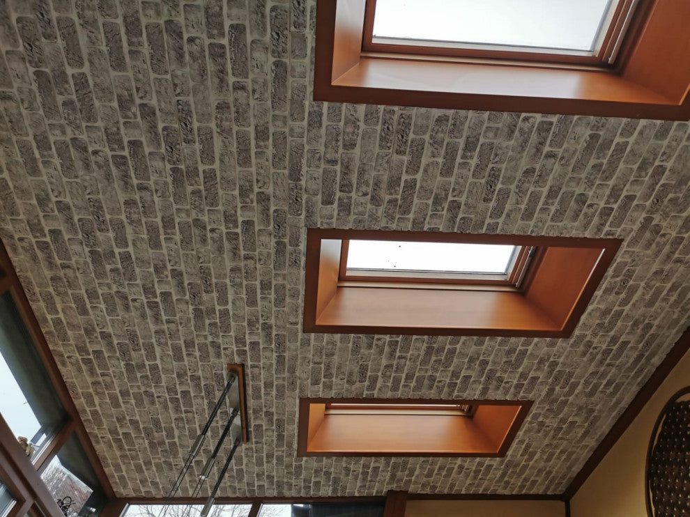 Faux Brick 3D Wall Panels, White Gray, Sample 10x10"