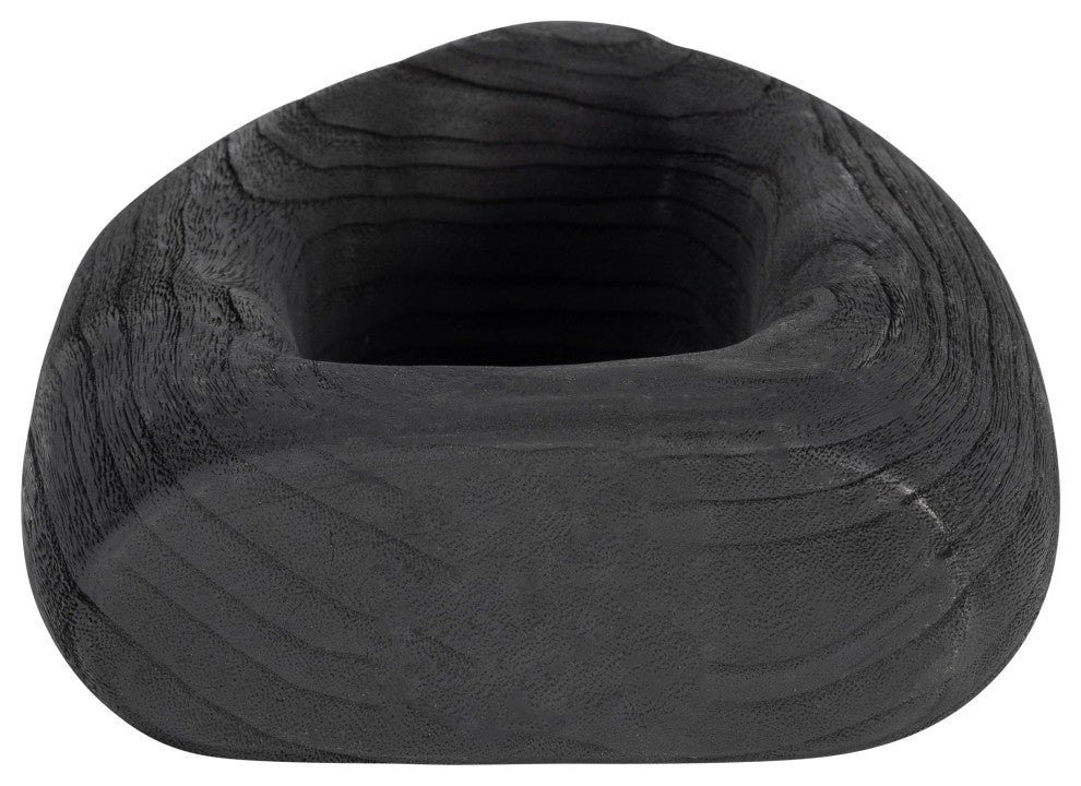 Wood, 14"H Cut-Out Vase, Black