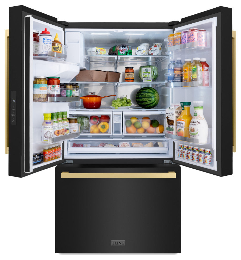 ZLINE 36" Standard Depth Refrigerator With Water, Black RSMZ-W36-BS-FCB