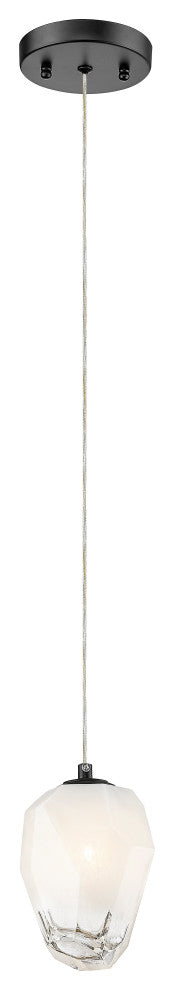 D4.73'' Black Frame Pendant Light With a White Glass Shade
