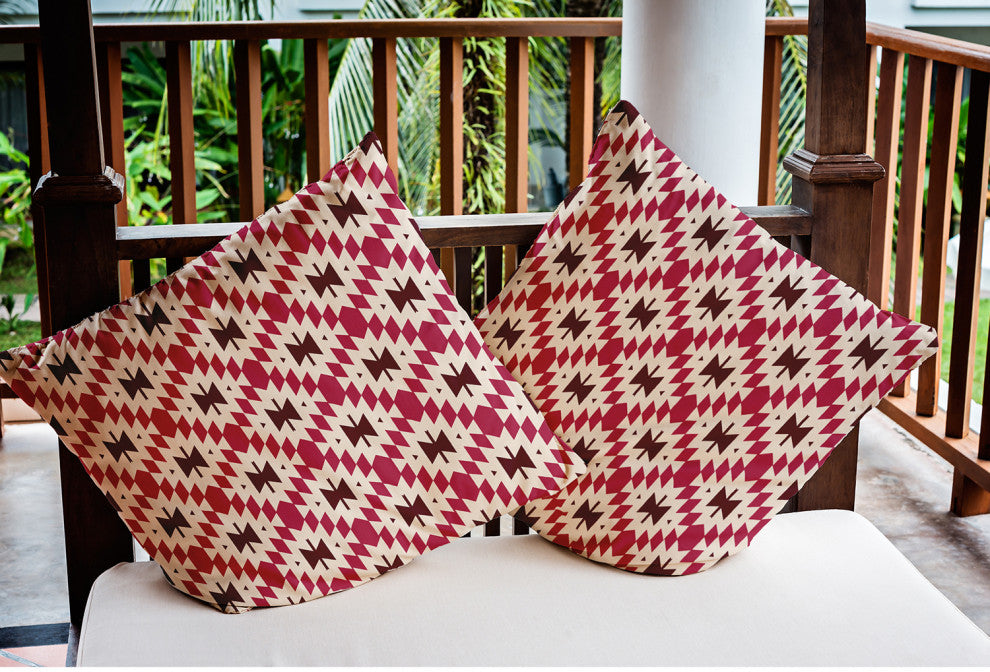 20" x 20" Geo Craze Indoor/Outdoor Polyester Throw Pillow, Cranberry