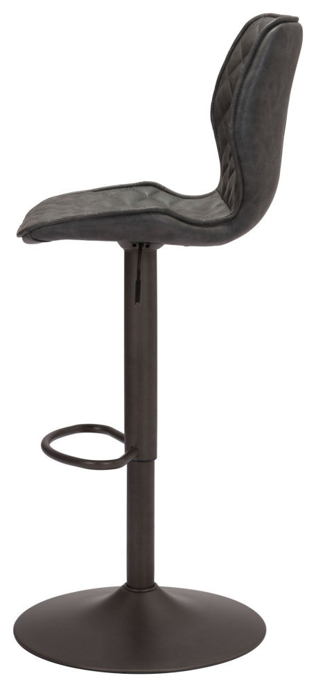 Bar Stool Chair Barstool, Faux Vinyl Leather, Steel, Vintage Gray, Bronze
