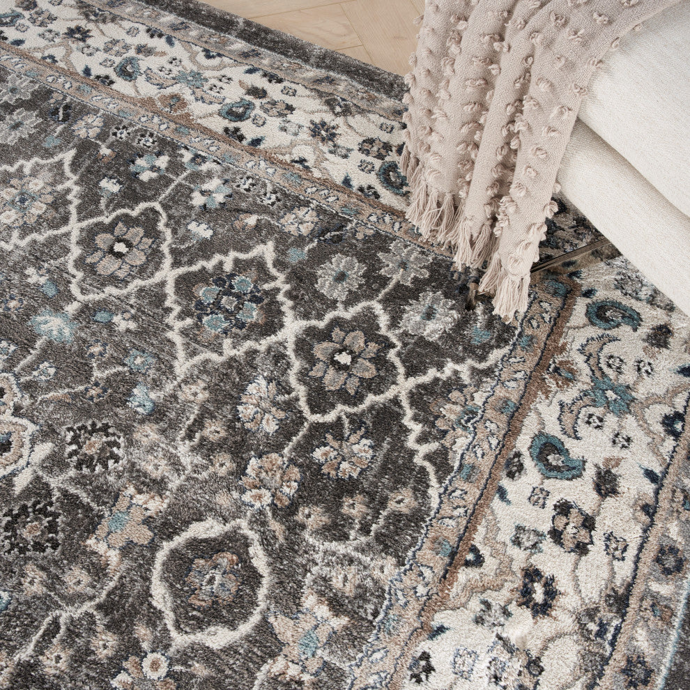 Nourison American Manor 5'3" x 7'3" Blue/Ivory Bordered Indoor Rug, Grey/Ivory, 8'x10', Bordered