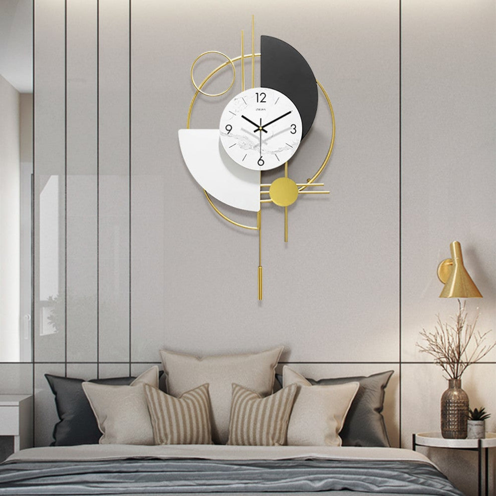 Modern 16.5" Decorative Big Wall Clocks for Living Room 3D Round Wall Clock
