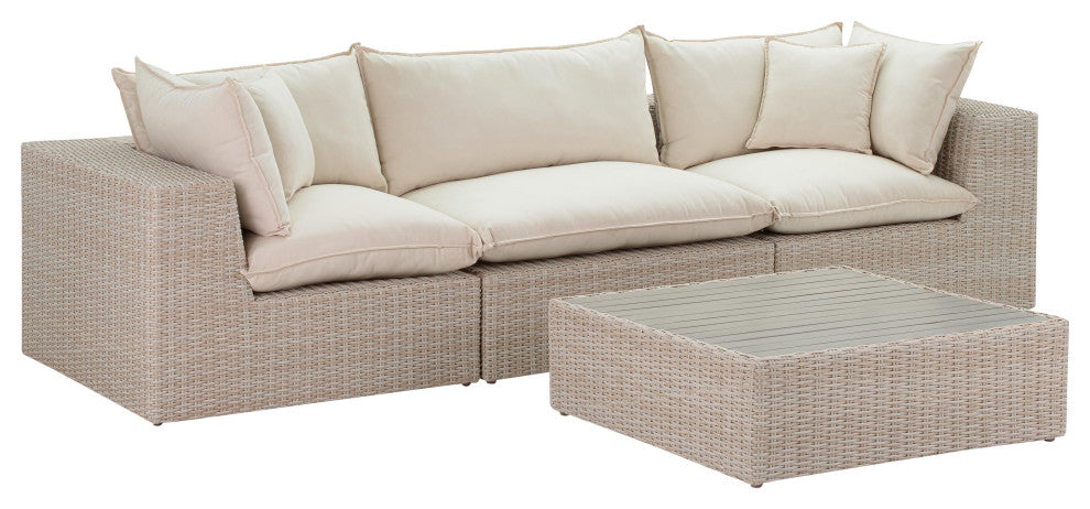 Cali Natural Wicker Outdoor Living Room Set