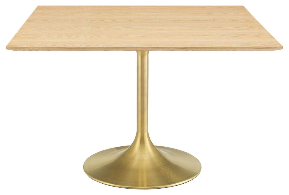 Dining Table, Square, Wood, Gold Brown Natural, Modern, Cafe Bistro Restaurant