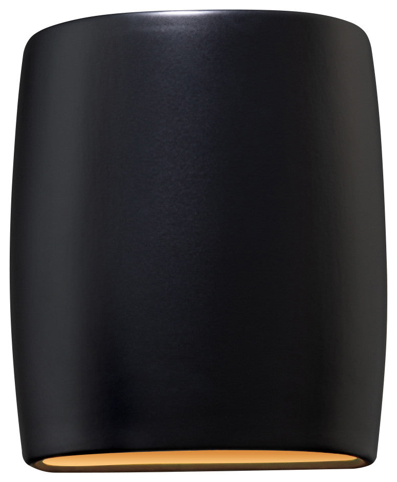 Ambiance Small Wide Cylinder Wall Sconce, Open, Carbon Black, Gold, E26