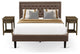 3Pc Bed Set, 1 Bed Frame Brown Padded, 2 Nightstand, Wooden Drawer
