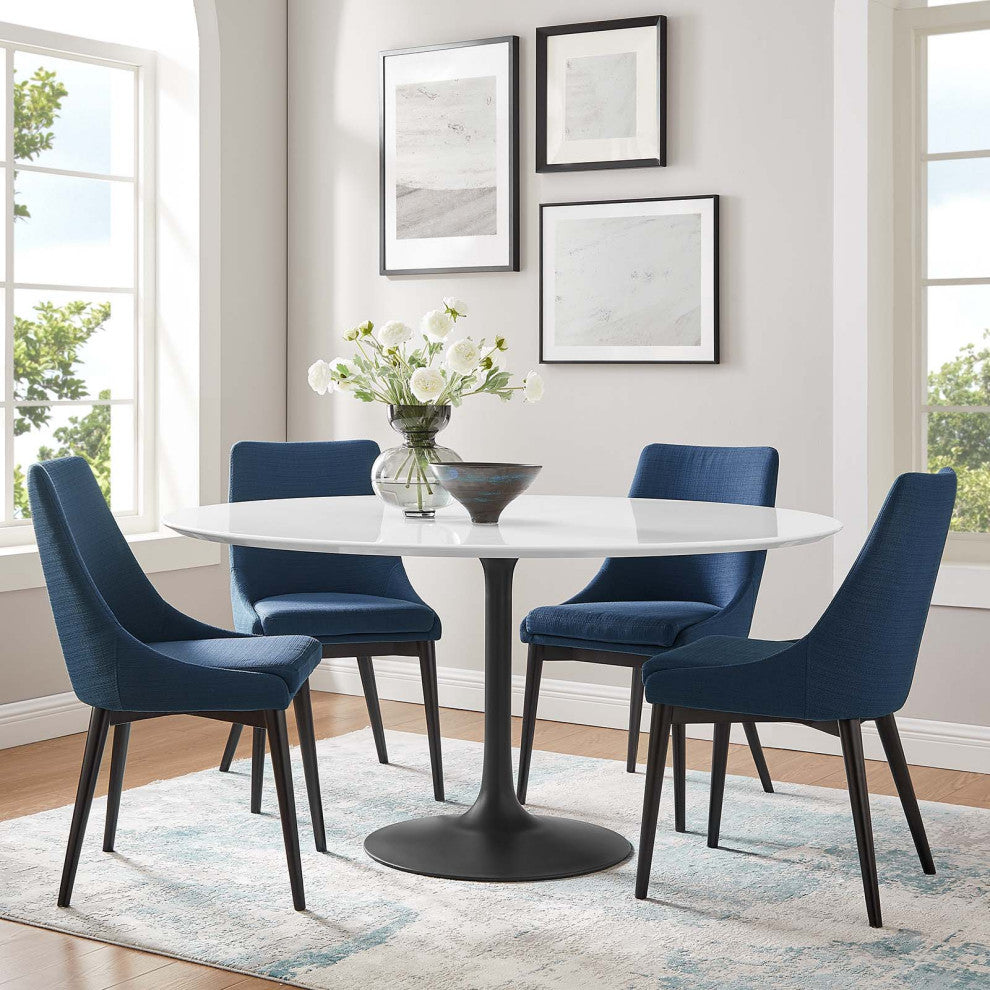Black White Lippa 60" Round Wood Dining Table