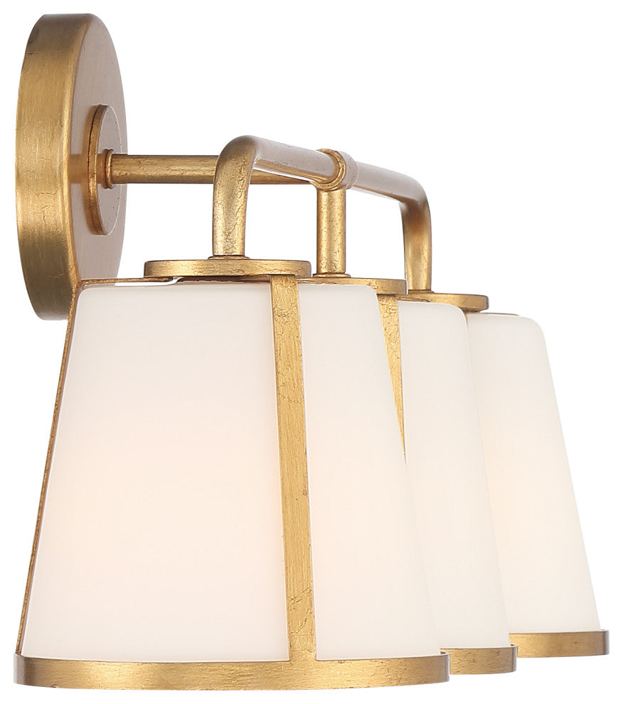 Crystorama FUL-913-GA Fulton 3-Light Antique Gold Bathroom Vanity