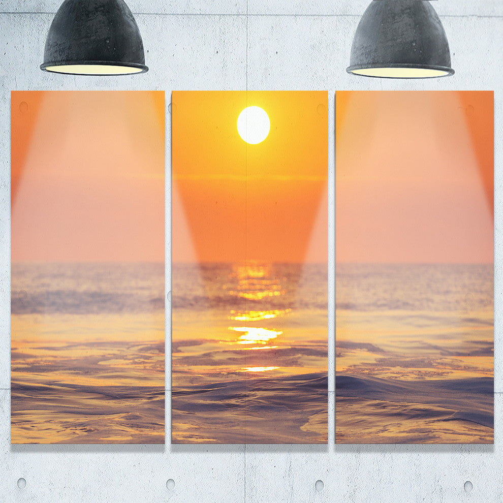 "Orange Sunrise and Glittering Waters" Metal Wall Art, 3 Panels, 36"x28"