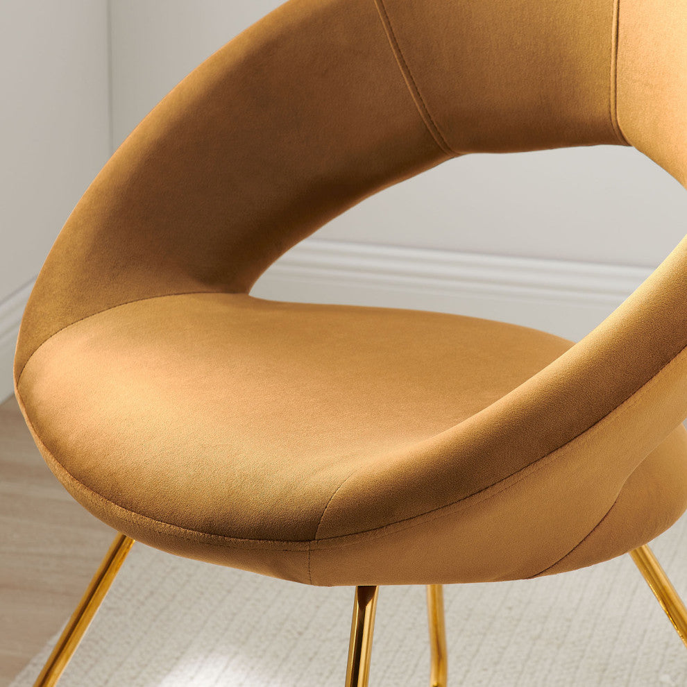 Nouvelle Performance Velvet Dining Chair Set of 2 Gold Cognac -4681