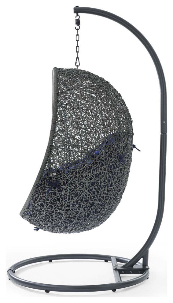 Swing Lounge Chair, Sunbrella, Gray Blue Navy, Modern, Outdoor Patio Cafe