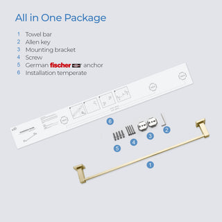 Cube 24" Bathroom Towel Bar KBA1504, Brushed Gold