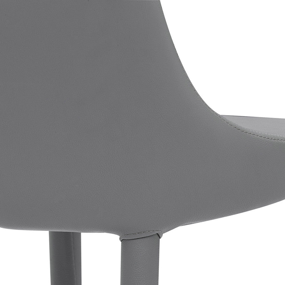 Jillian Gray Leatherette Bar Stool with Stainless Steel Base