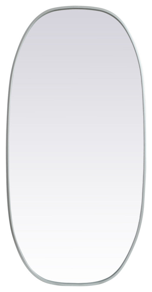 Home Living Metal Frame Oval Mirror 24x48 Inch, Silver