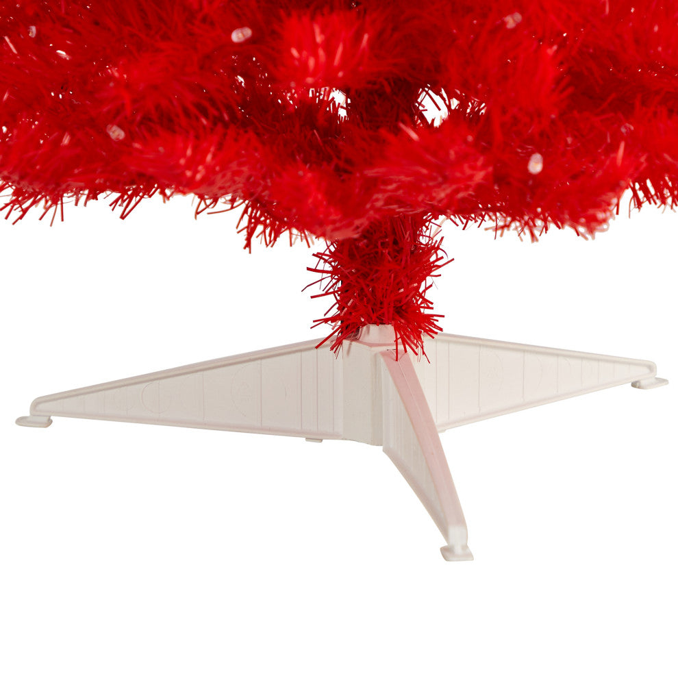 3' Red Artificial Christmas Tree With 50 LED Lights and 118 Bendable Branches