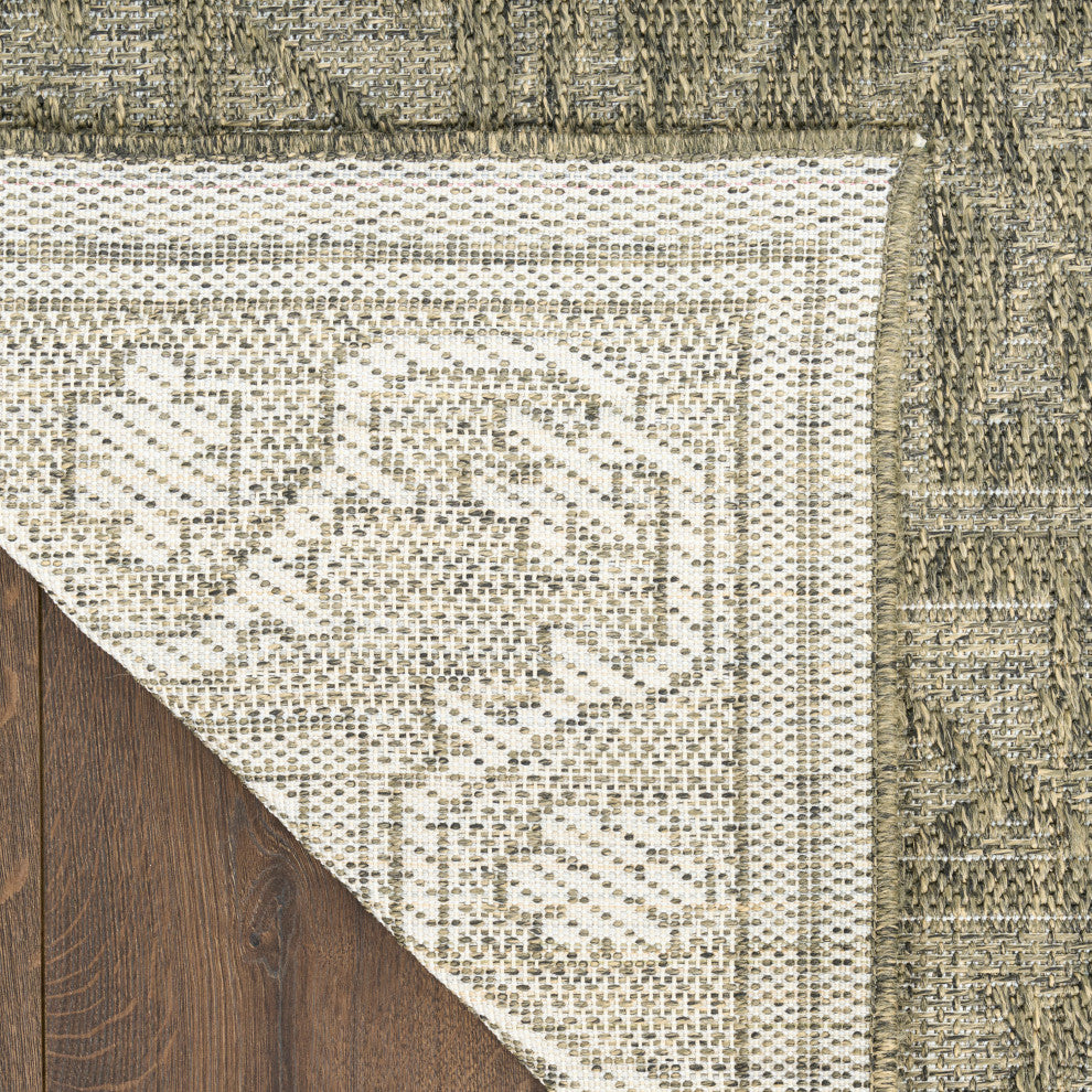 Nourison Tulum 2'2" x 10' Olive Outdoor Rug