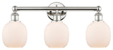 Belfast 3-Light 24" Bath Vanity Light, Polished Nickel, Matte White