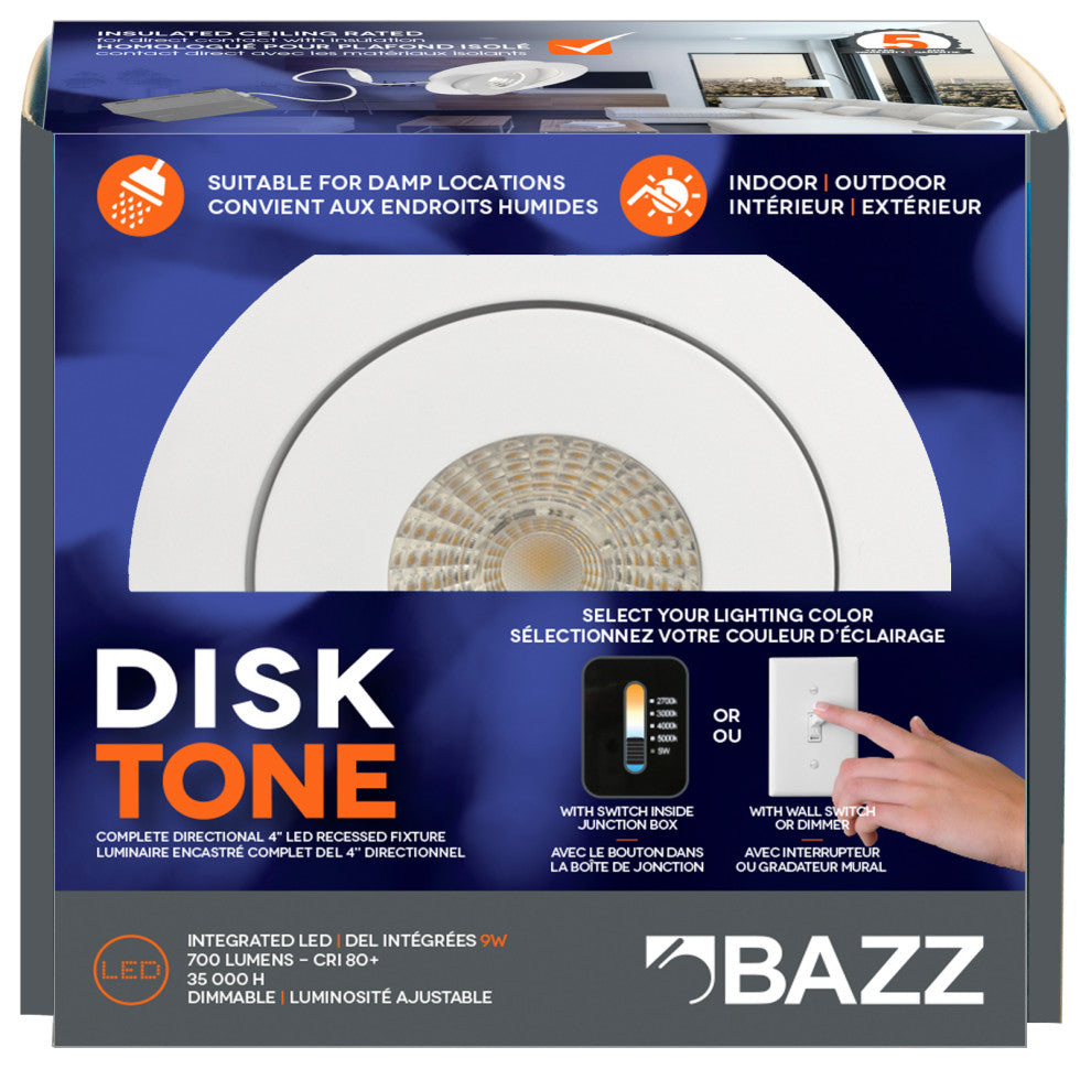 BAZZ Integrated LED Dimmable Directional 4" Recessed Light Fixture Matte Black