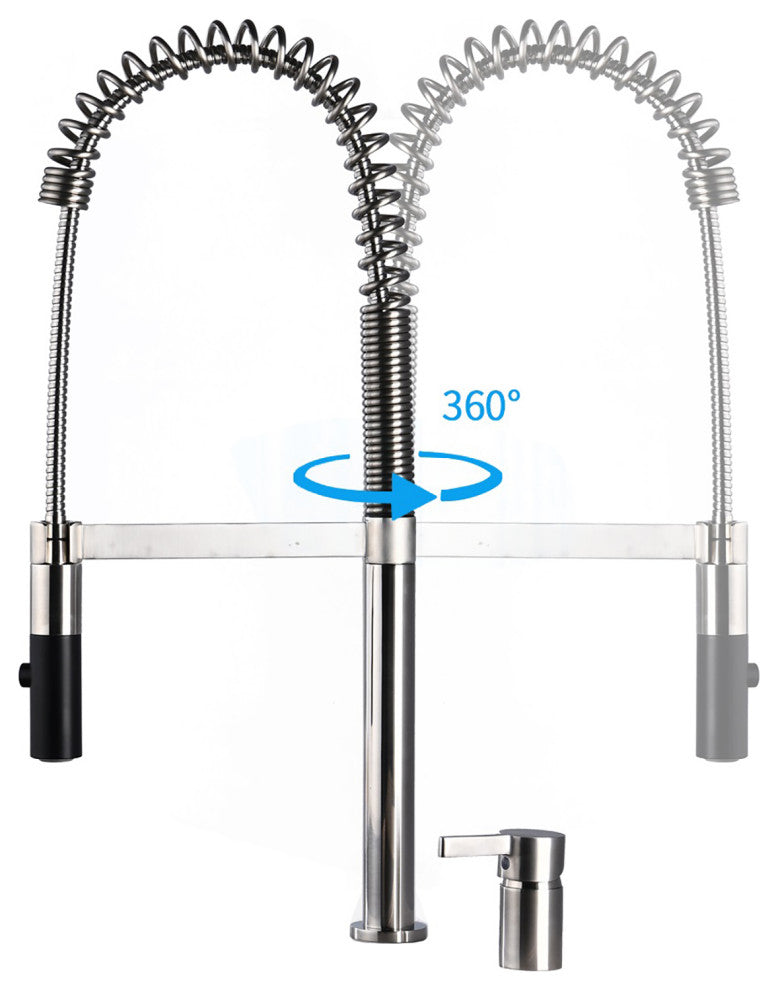Single Handle Deck Mounted Spring Neck Pull Down Kitchen Faucet