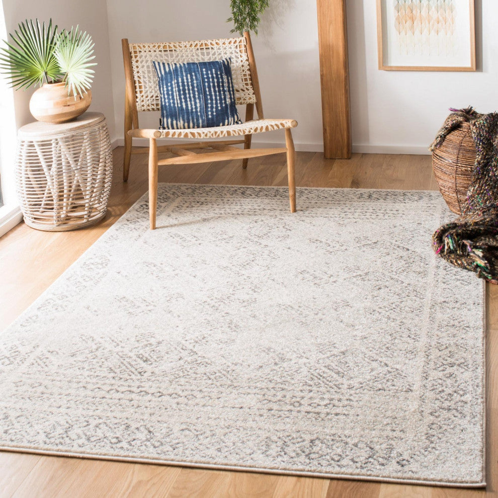 Safavieh Tulum Tul264A Vintage and Distressed Rug, Ivory and Gray, 6'7"x6'7" Square