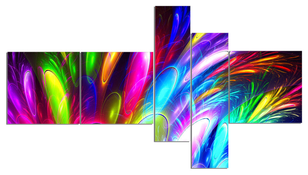 Mysterious Psychedelic Design, Abstract Canvas Art Print, 60"x32", 5 panels
