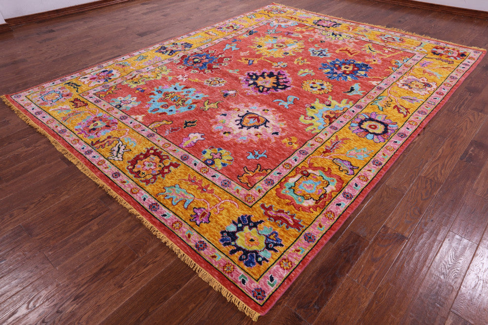 Turkish Oushak Hand Knotted Wool Rug 8' 11" X 11' 8" - Q16086