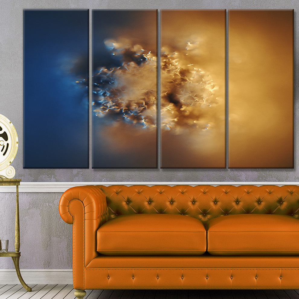 Small Macro Prickly Texture Brown, Abstract Canvas Wall Art, 48"x28", 4 Panels