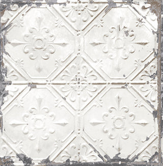 Tin Ceiling Tile Wallpaper, White, Bolt