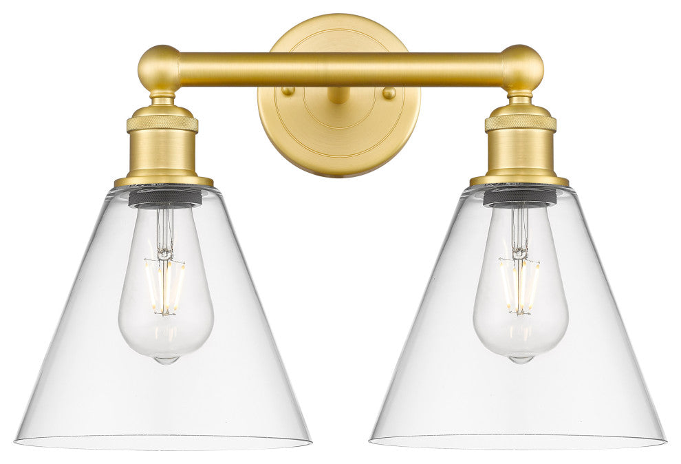Berkshire 2-Light 17" Bath Vanity Light, Satin Gold Finish, Clear Shade